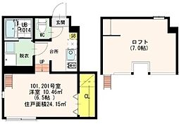 ソワイユガーデン 1Kの間取図画像