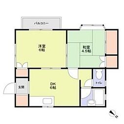 カーサカミニート 2DKの間取図画像