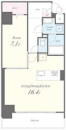 VOLGA BLDG アドグリシーヌ竜泉 3階1LDKの間取り