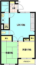 クリタハイツ 2LDKの間取図画像