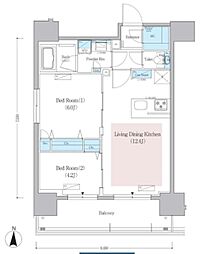 アーバネックス蔵前レジデンス 2LDKの間取図画像