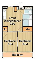 メゾン・ド・シオン 2LDKの間取図画像