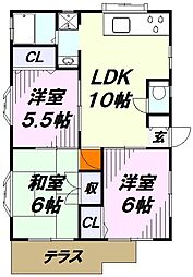 西武池袋線 所沢駅 徒歩20分の賃貸アパート 1階3LDKの間取り