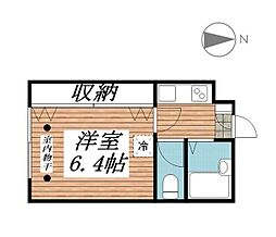 サンバレー梅ヶ丘 2階1Kの間取り