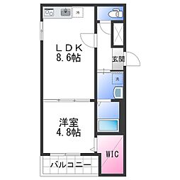 フォルトゥーナ桜 1LDKの間取図画像