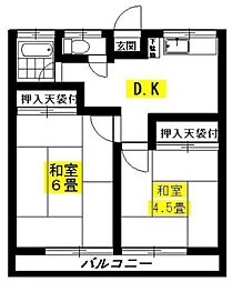 ハウスみなみ 2Kの間取図画像