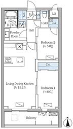 MOCXION PREMIUM四谷大京町 2LDKの間取図画像