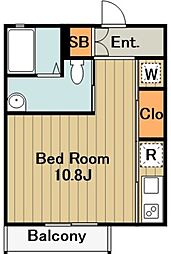グリーンヒル橋本Ｅ 1階ワンルームの間取り