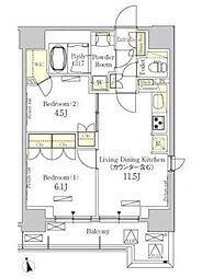 パークアクシス秋葉原East 11階2LDKの間取り