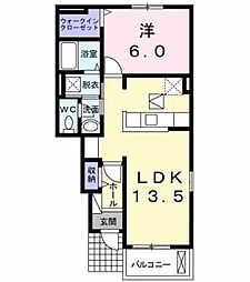 メゾンプラシード 1LDKの間取図画像