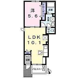 フェリシティ荒屋敷 1階1LDKの間取り