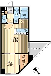 都営浅草線 人形町駅 徒歩3分の賃貸マンション 5階1LDKの間取り