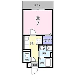 ポルトボヌール 1Kの間取図画像