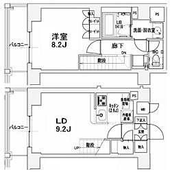 エスティメゾン王子 15階1LDKの間取り