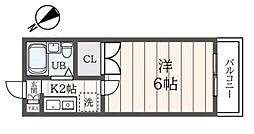 グランドペア 205 2階1Kの間取り