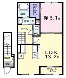 エレガンスロワイエ 2階1LDKの間取り