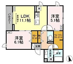 グラナーデ江戸川B 3階2LDKの間取り