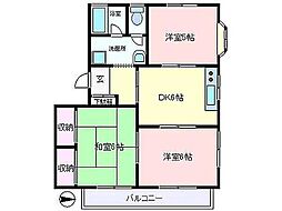 第2コヤノハイツ 3DKの間取図画像