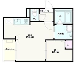 Ｊａｃｋ ｓｈｉｍｏｆｕｊｉｓａｗａ I 1階1LDKの間取り