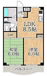 アメニティビラ 2階2LDKの間取り