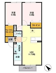 アミュナータ 2階2LDKの間取り