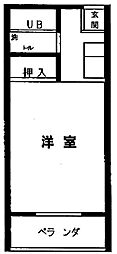 サンアベニュー片倉 1階ワンルームの間取り