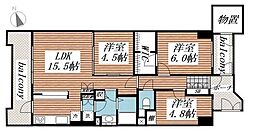 ラミアール西船橋 11階3LDKの間取り