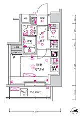 CREST TAPP川崎港町 ワンルームの間取図画像