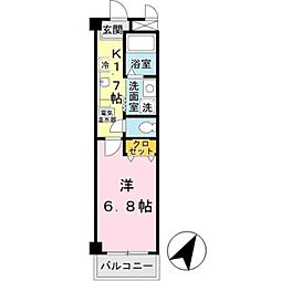 JR東海道・山陽本線 六甲道駅 徒歩5分の賃貸マンション 3階1Kの間取り