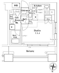 パークアクシス御茶ノ水ステージ 9階1Kの間取り