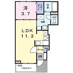 南海線 和歌山市駅 徒歩10分の賃貸アパート 1階1LDKの間取り