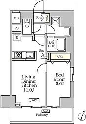 コートレジデンス南大塚 12階1LDKの間取り