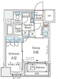 セレニティー神田 3階1DKの間取り