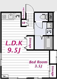 パインルーツ国府台 1LDKの間取図画像