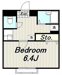 アムール栞 1階1Kの間取り