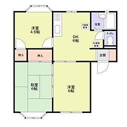 アネックスオガワＡ棟 202 2階3DKの間取り