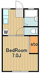 多摩都市モノレール 大塚・帝京大学駅 徒歩3分の賃貸アパート 2階1Kの間取り