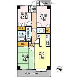サニーハイツ村野 1階3DKの間取り