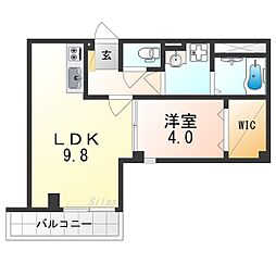 Osaka Metro四つ橋線 花園町駅 徒歩1分の賃貸マンション 1階1LDKの間取り