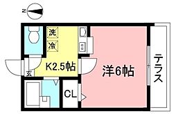 コンフォルト国立 1階1Kの間取り