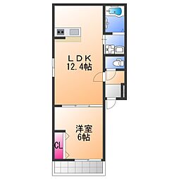 フジパレス羽衣II番館 1LDKの間取図画像