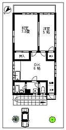 コーポ清水 2階2DKの間取り