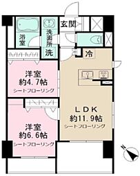 モクシオンINAGI 2LDKの間取図画像
