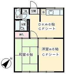 エステートピアムラノ 1階2DKの間取り