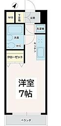 マルベリーコート 4階ワンルームの間取り