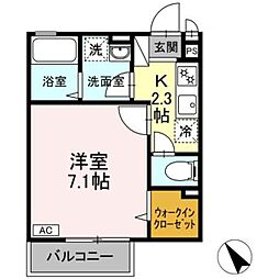 ゼクスト 1階1Kの間取り
