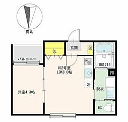 MeiU 1LDKの間取図画像