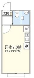 Libero Shin Ekoda 1階ワンルームの間取り