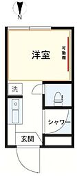 京王線 桜上水駅 徒歩8分の賃貸アパート 2階ワンルームの間取り