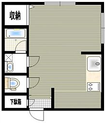 コーポ楓 3階ワンルームの間取り